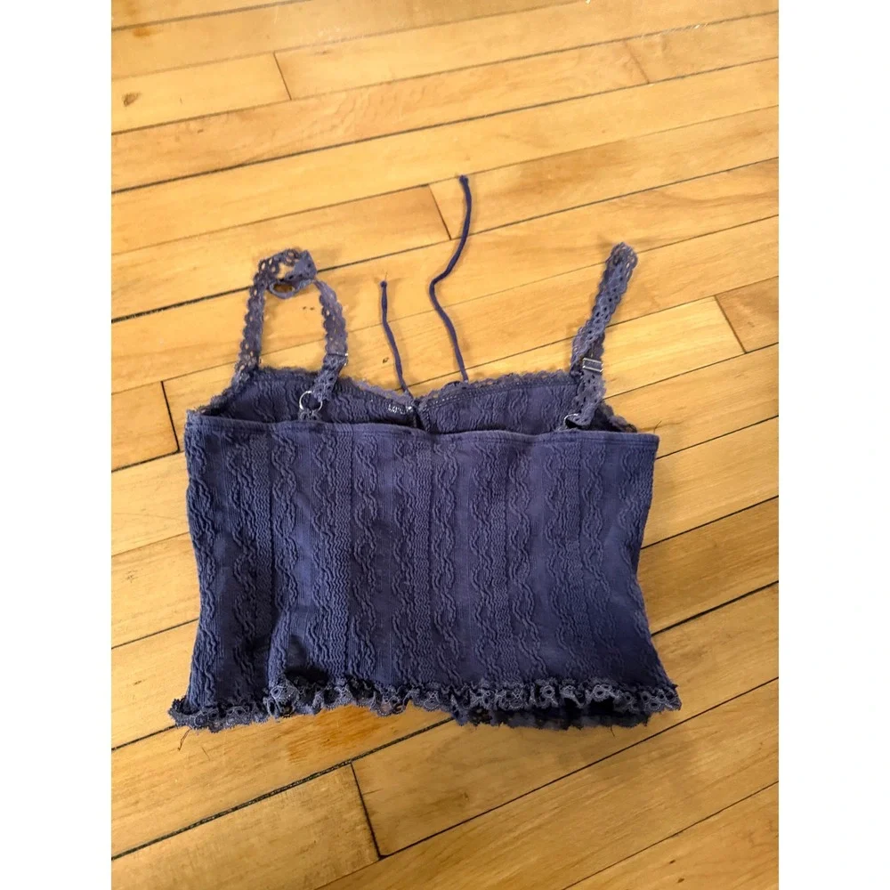 Edikted navy‎ blue Lacy Stretch Cotton Knit Camisole